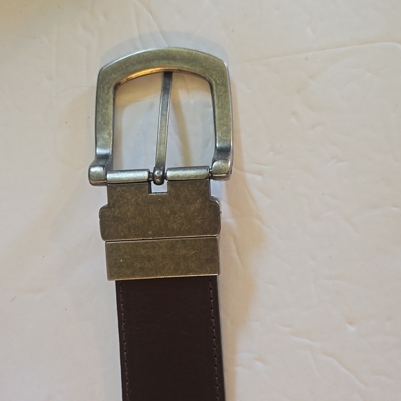Mens Premium Black/ Brown Reversible Quality Leather Belt GUN metal buckle Sz.36 - Picture 7 of 7